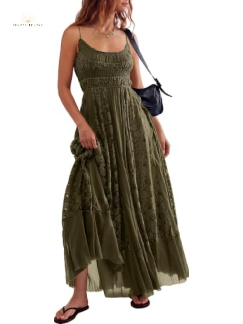 Lace Floral Embroidered Bohemian Maxi Dress A-Line Beach